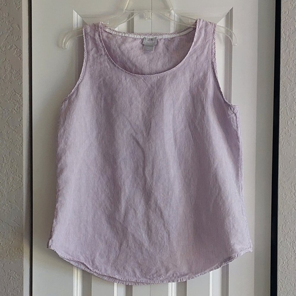Chico's Lavender & White Linen Blend Sleeveless Top Women's Size 1 - US 8/10